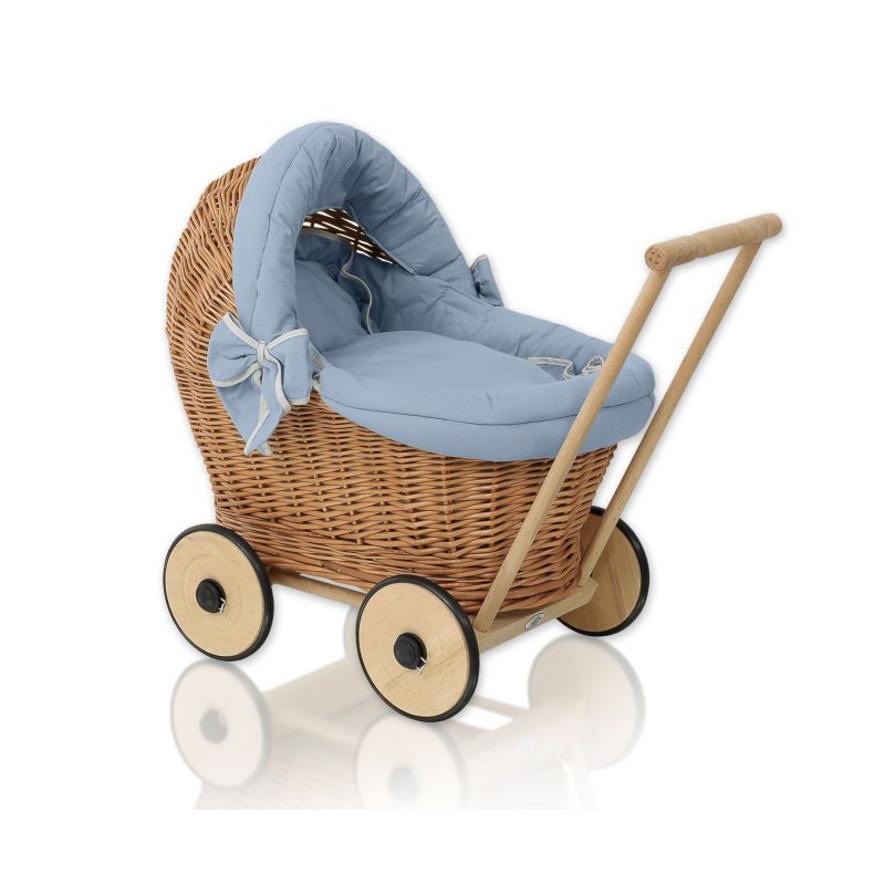 Carrito de muñecas My Sweet Baby con ropa, mimbre natural