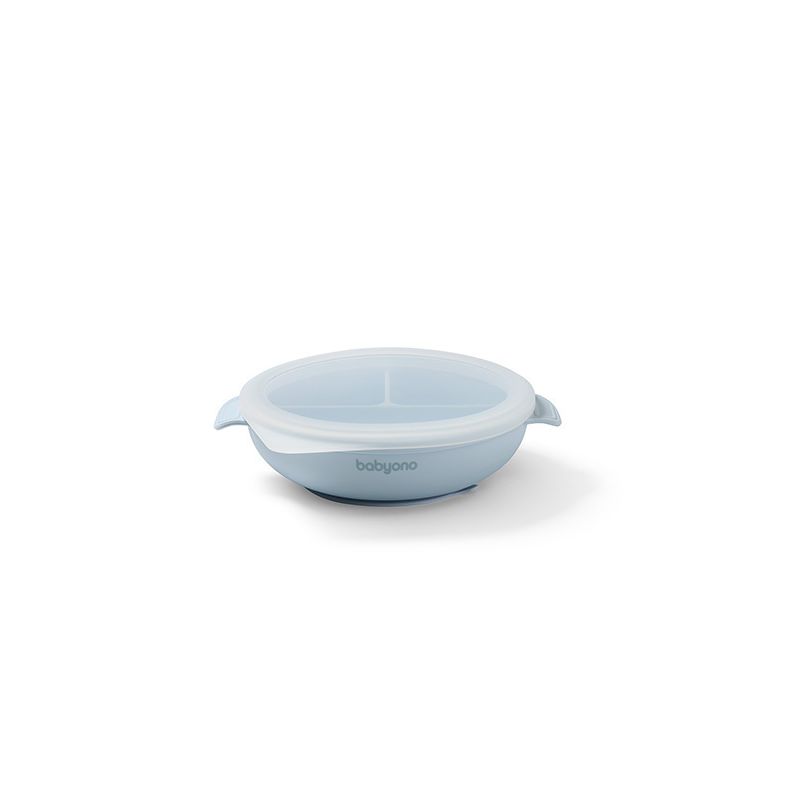 Plato de Silicona con Ventosa y Tapa Babyono - Azul