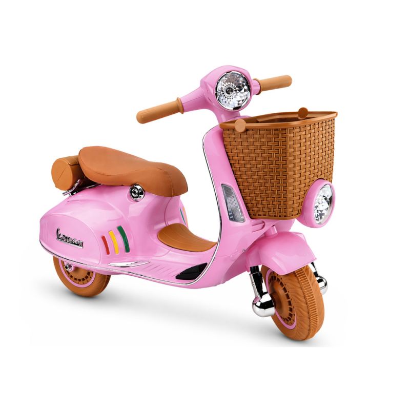 Moto Eléctrica Vespa Infantil Rosa 12V | Scooter con Luces y MP3