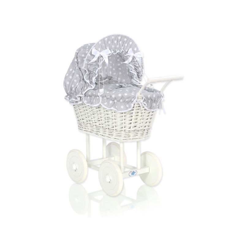 Carrito de Muñecas My Sweet Baby de Mimbre con Ropa de Cama