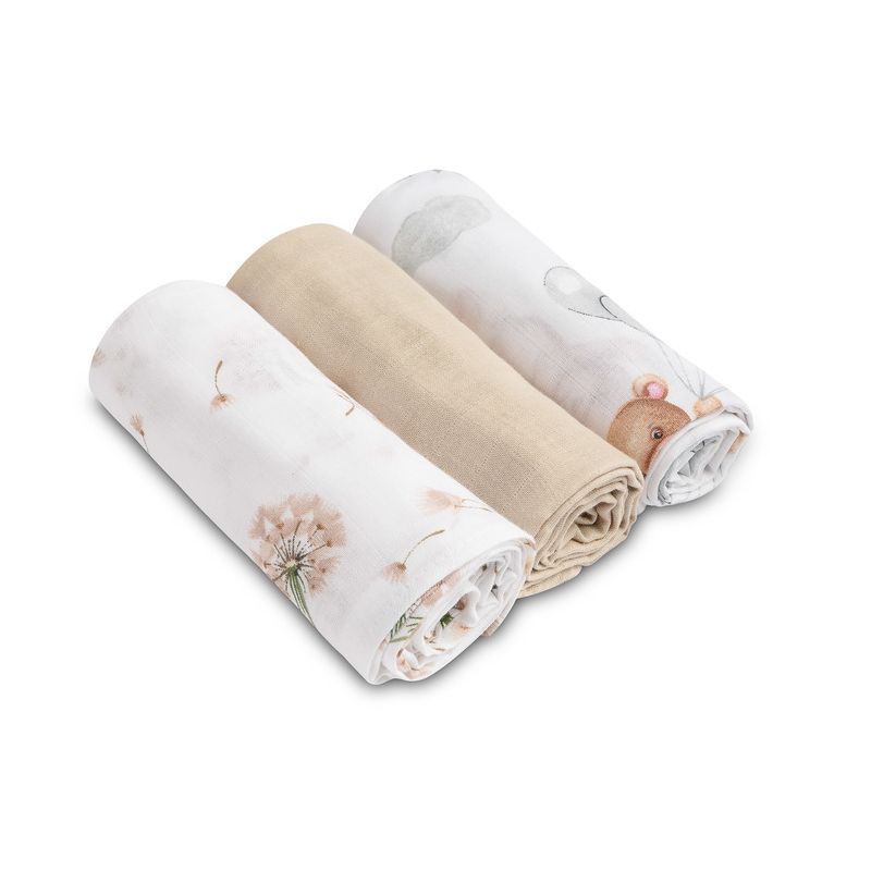 Pañales de Muselina Sensillo Grises con Ositos - Pack de 3