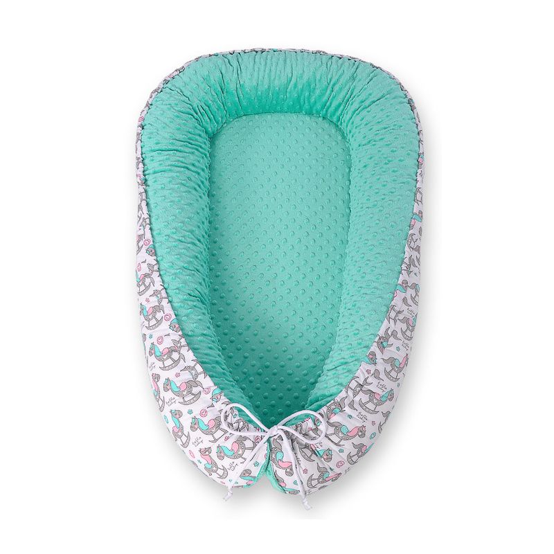 Baby Nest Double-sided Premium Cocoon For Infants Bobono Minky- Rocking Horses