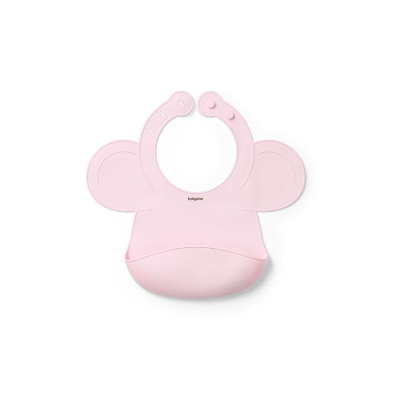 Babero de Silicona Ajustable Babyono Rosa para Bebés