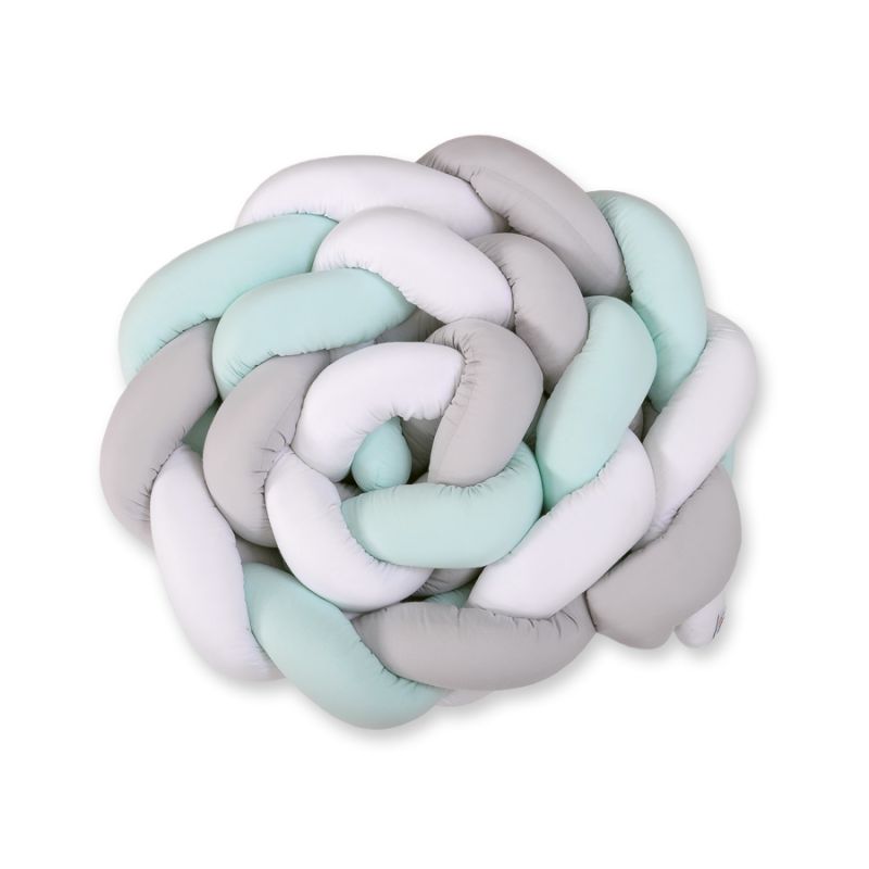 Protector de Cuna Knot Bumper XXL My Sweet Baby - Blanco, Gris y Menta