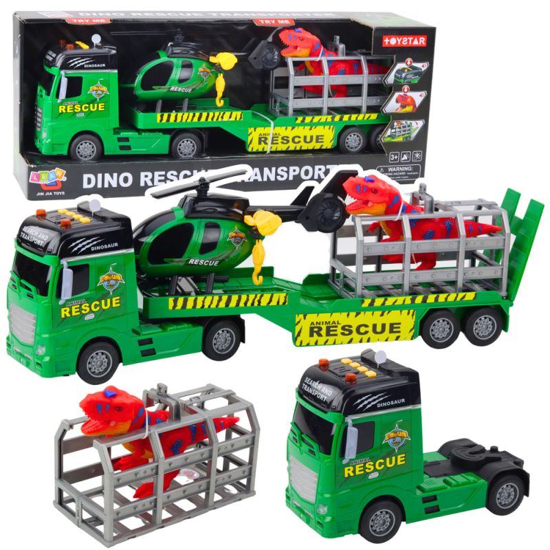 Camión de Rescate Infantil con Dinosaurio y Helicóptero