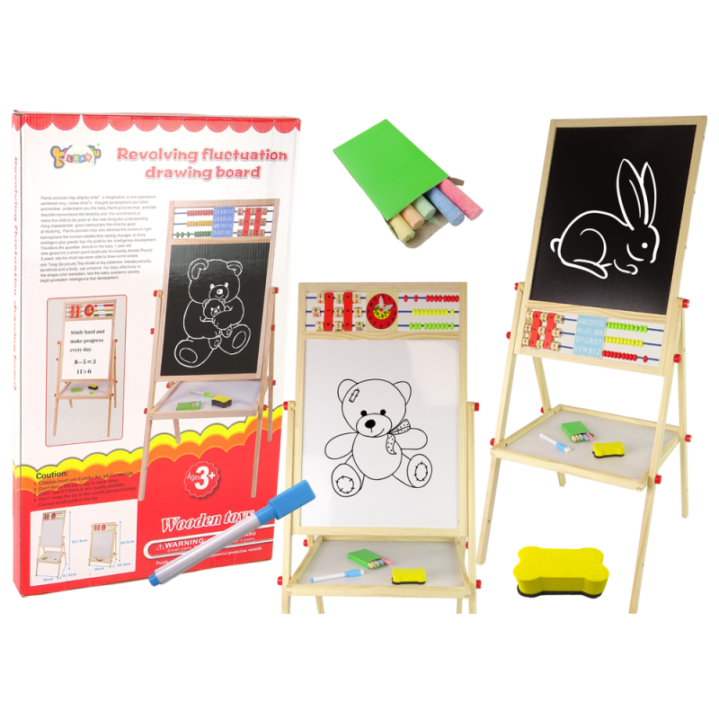 Tablero educativo de madera 2 en 1 con accesorios