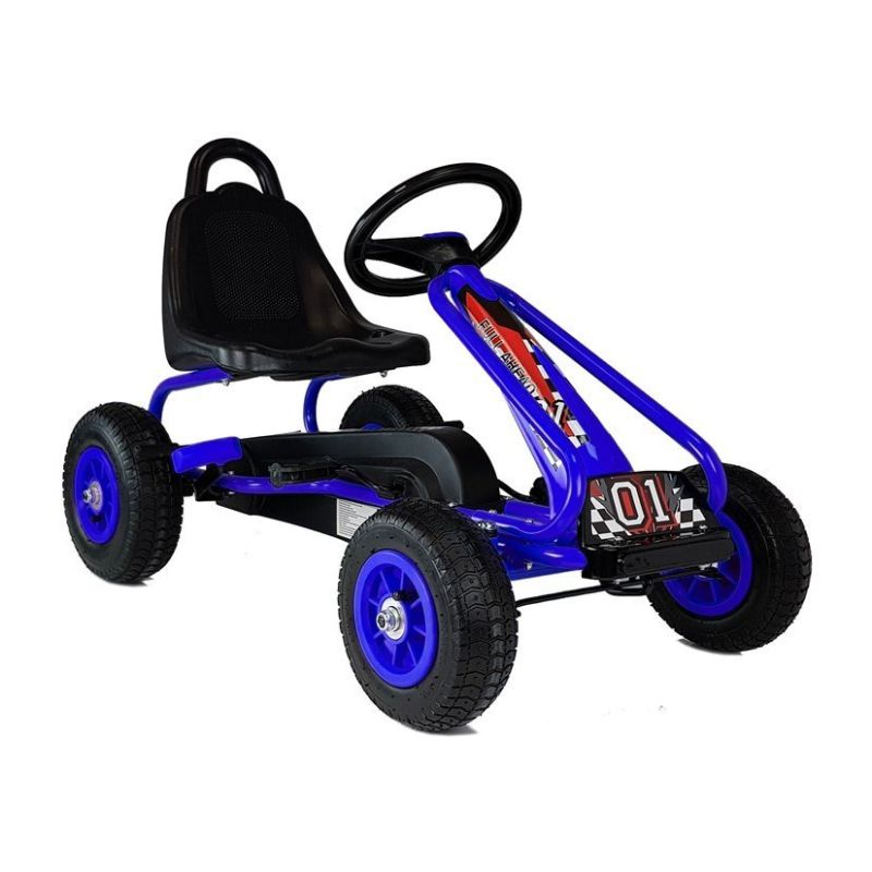 Gokart infantil a pedales azul Lean Toys, vista frontal