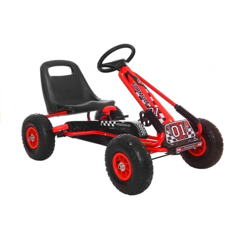 Go Kart infantil A-15 Lean Cars rojo a pedales, vista frontal