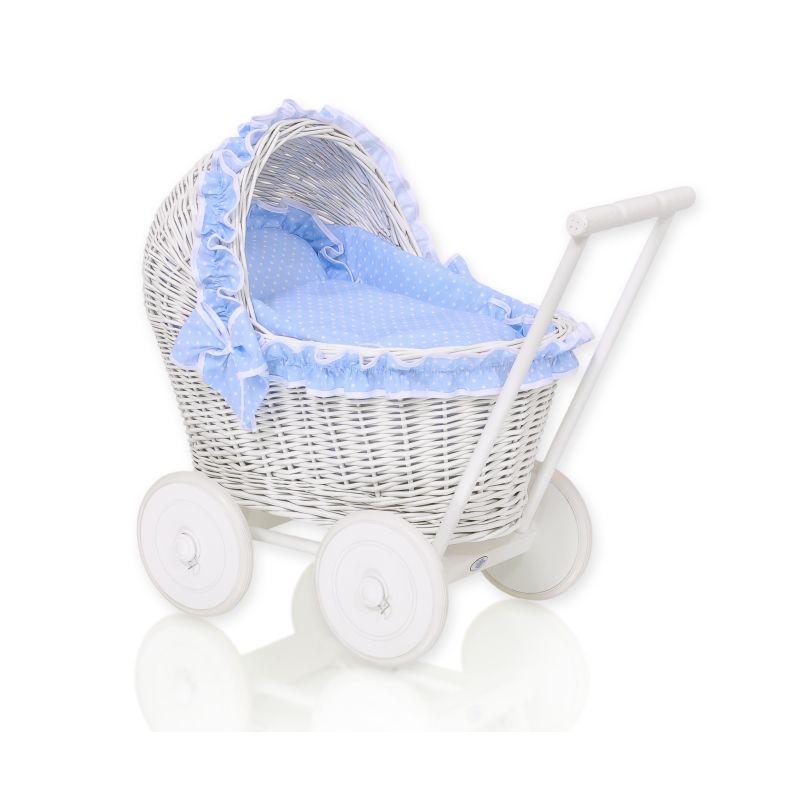 Carrito de Muñecas My Sweet Baby de Mimbre Blanco con Ropa