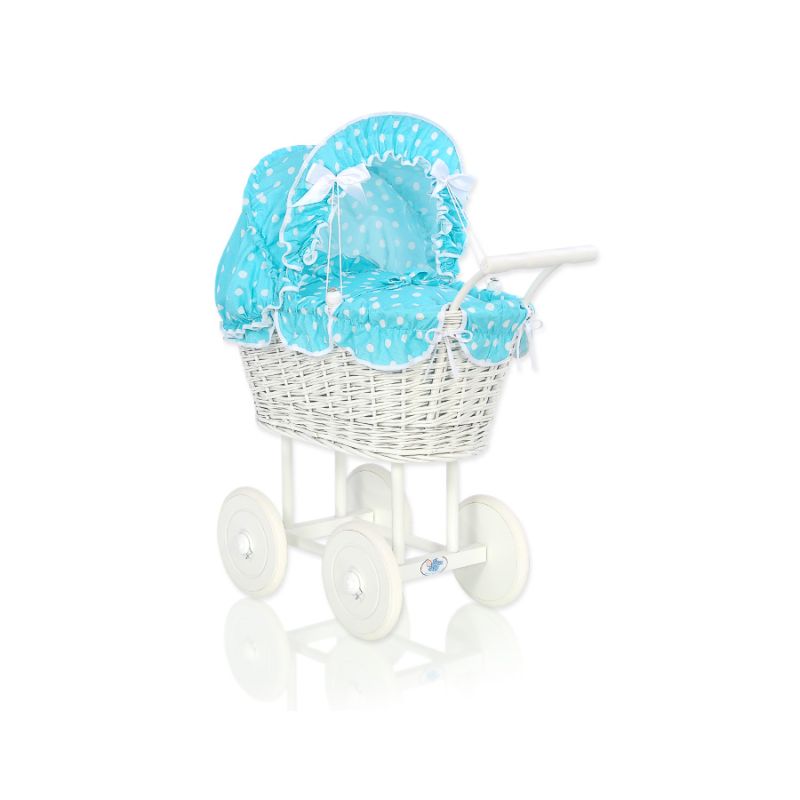 Carro de Muñecas My Sweet Baby de Mimbre con Ropa Turquesa