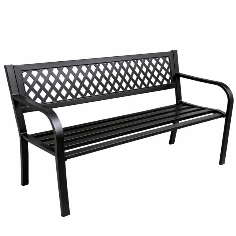 Banca de Jardín Metal Negra para 2 Personas de 120 cm