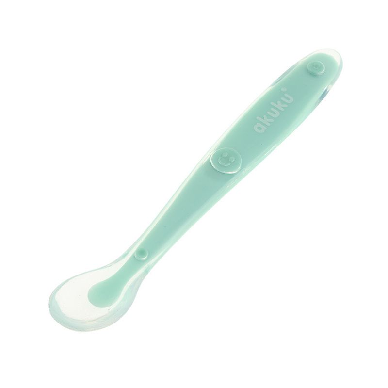 Cuchara de Silicona Verde Akuku - Alimentación Segura para Bebés