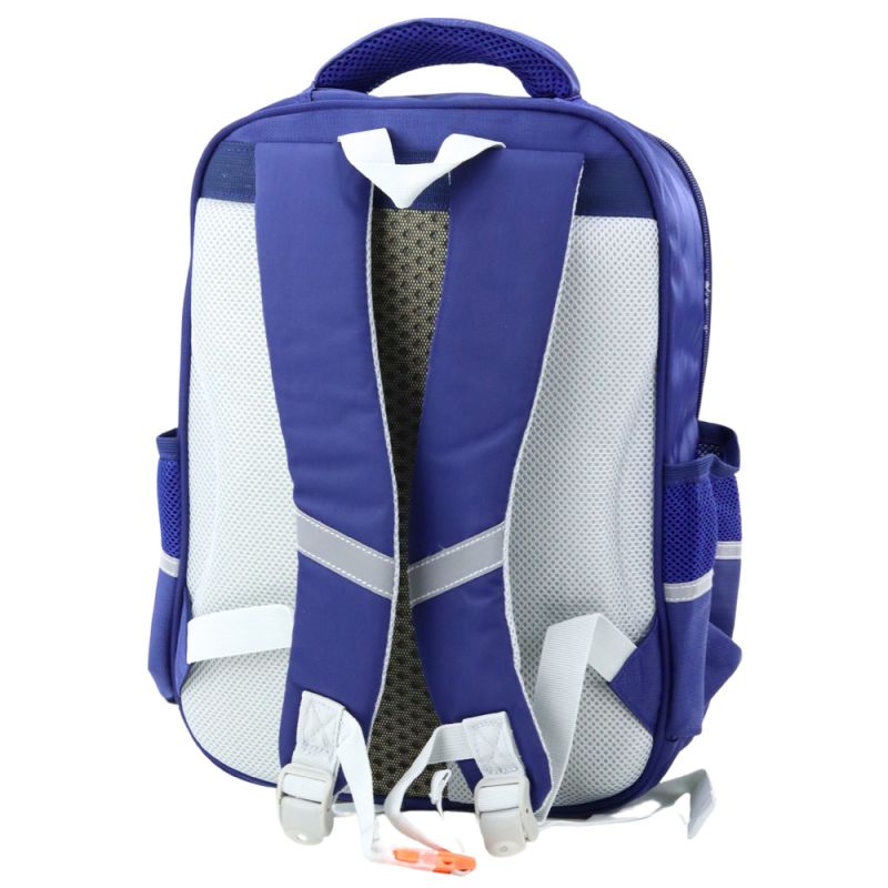 Mochila Escolar con Parches de Dinosaurios Azul Marino 39x27x15cm