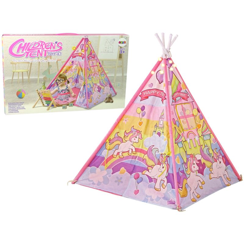 Tienda de campaña luminosa con unicornios y ponis rosa