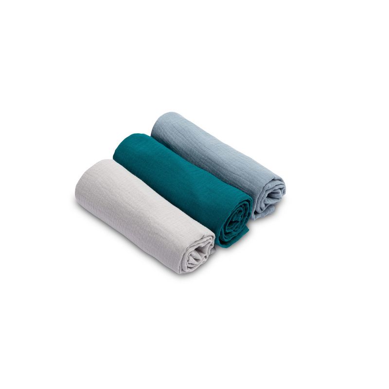 Pañales de Muselina Azul Sensillo - Pack de 3 Piezas
