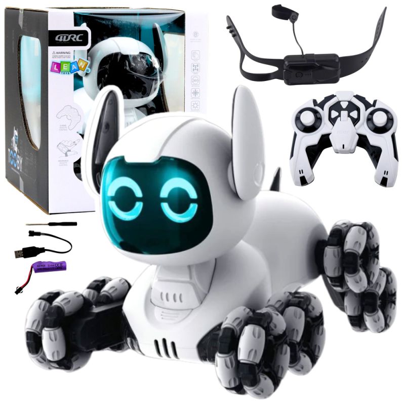 Robot perro interactivo TOOBY Lean Toys con luces LED, vista frontal