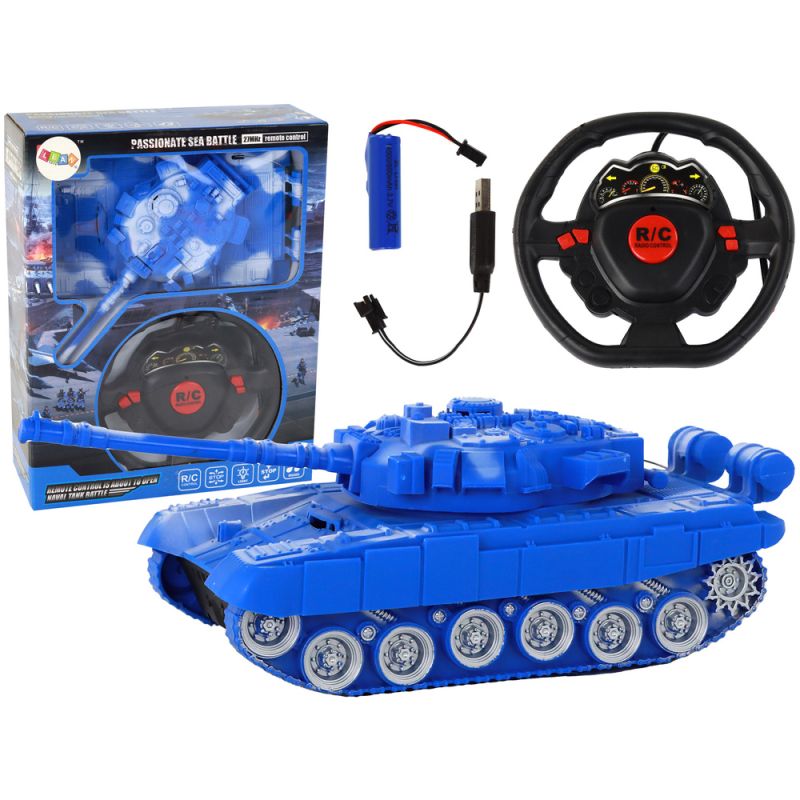 Tanque a Control Remoto Azul con Luces y Sonido 1:18 27MHz