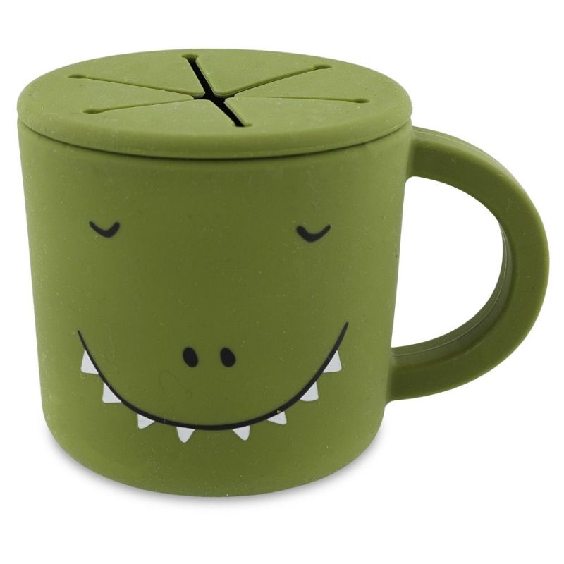 Taza porta snacks de silicona Trixie - Mr. Dino para bebés