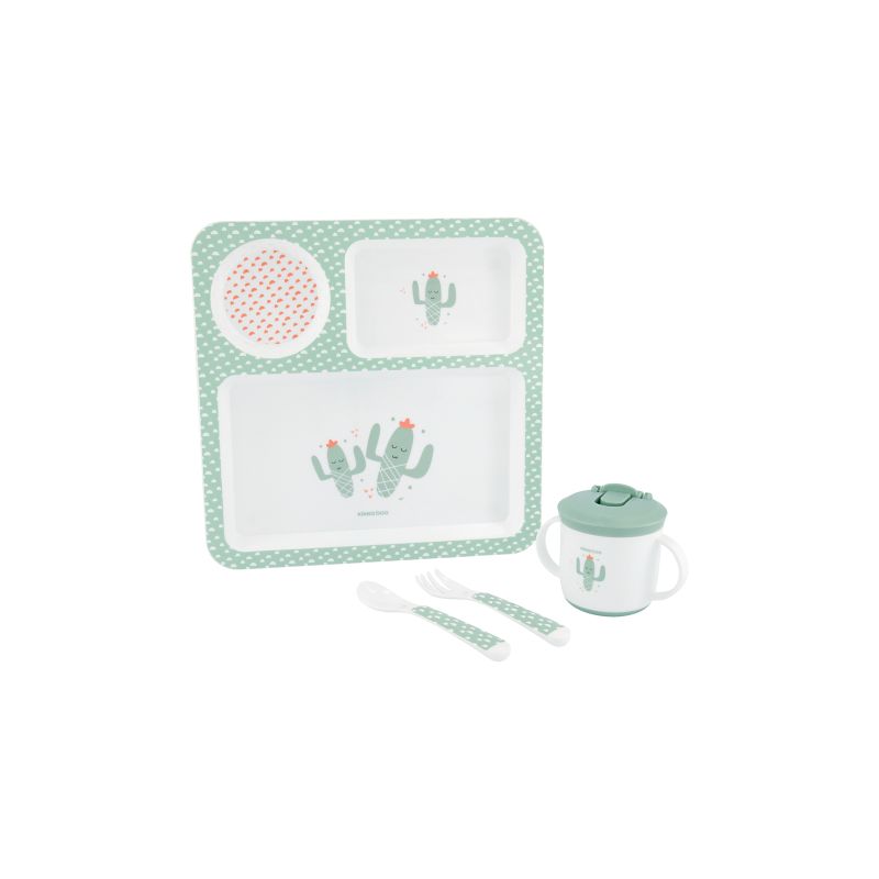 Juego de vajilla 4 uds Kikkaboo Cactus Menta para bebés