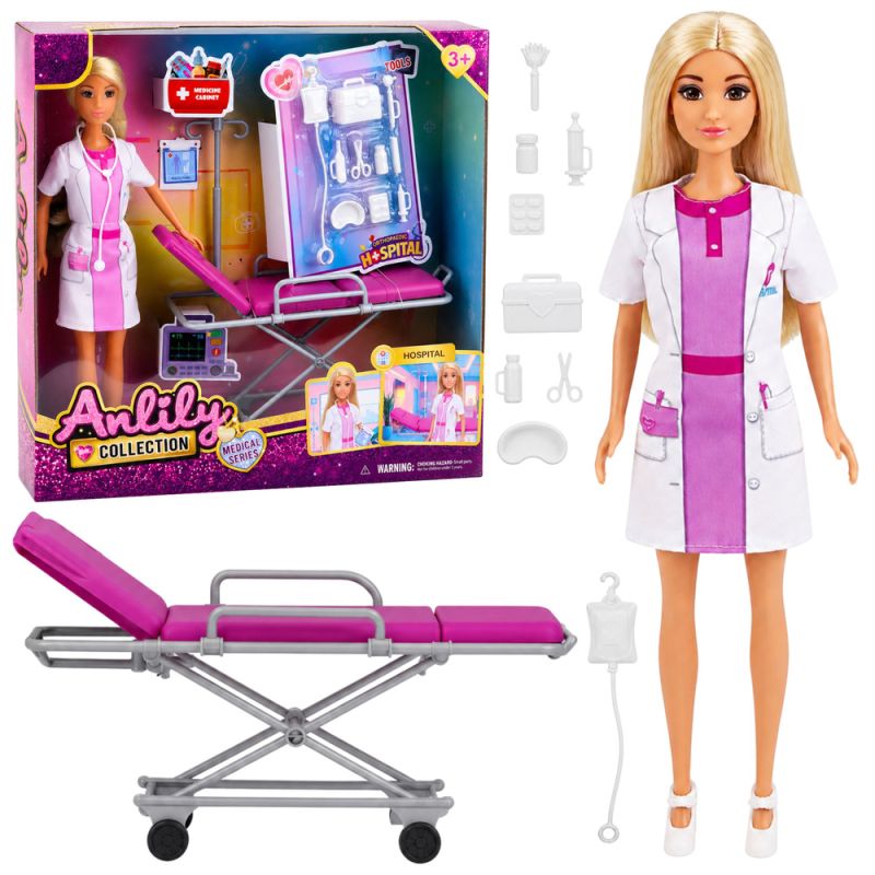 Muñeca Doctora Anlily con Camilla y Accesorios Médicos