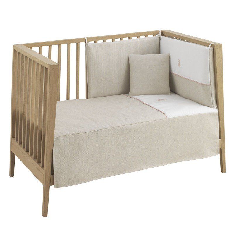 Jgo 2 Pcs.colcha I-v. Cuna 60 Lino Rosa 60x120x3 Cm - Cambrass