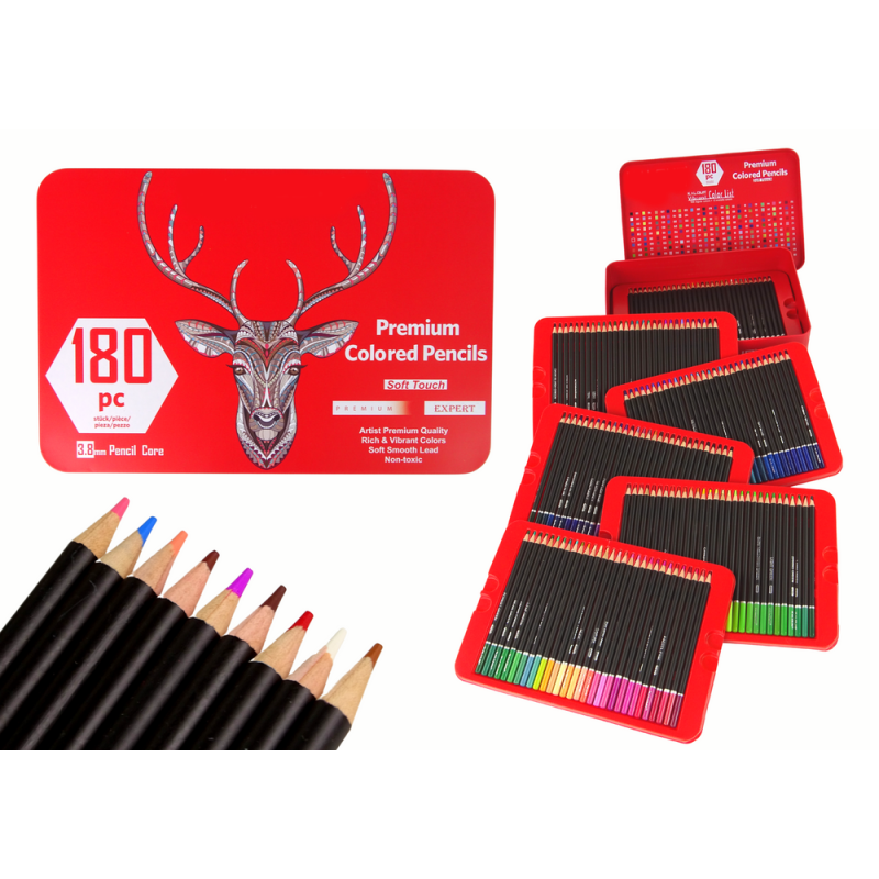 Set de Artista para Colorear en Contenedor Metálico, 180 piezas