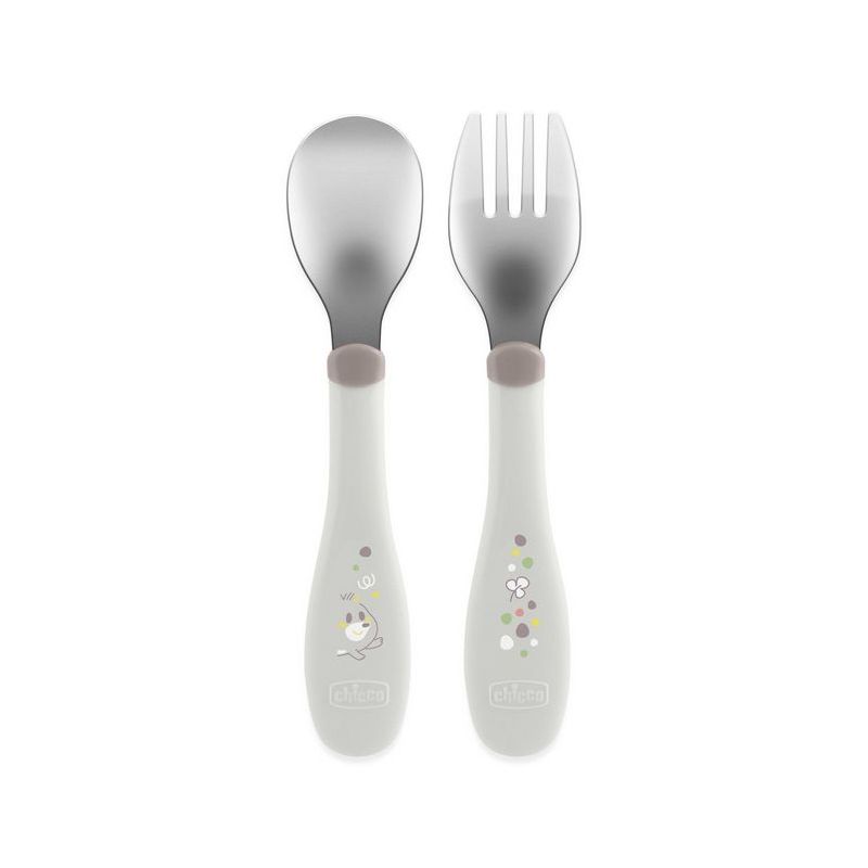 Cubertería de Metal Chicco para Bebés - 18 meses en Gris