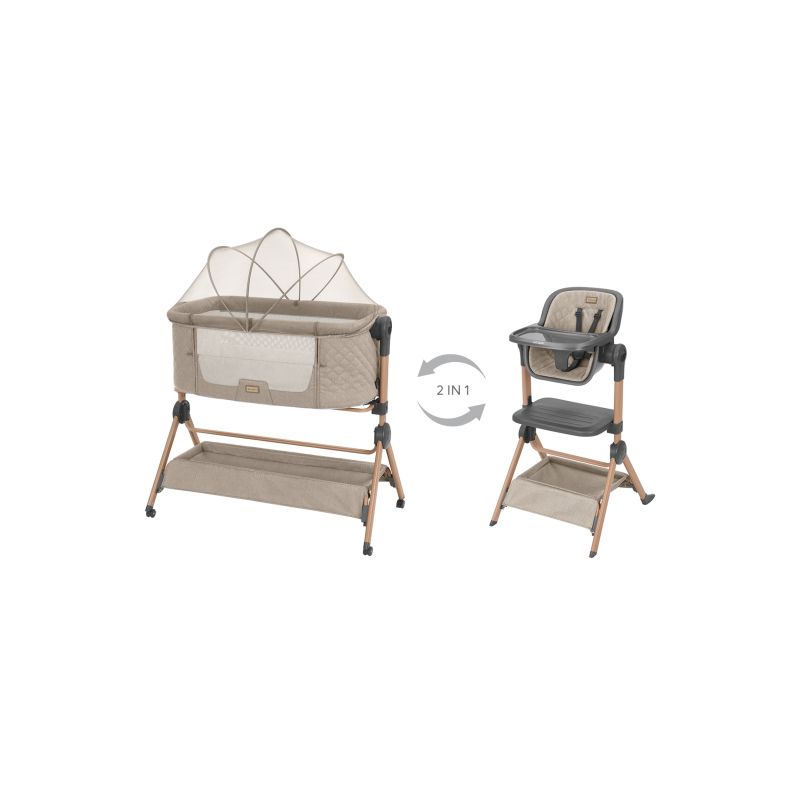 Cuna de colecho y trona 2en1 Kikkaboo Sleat Me Beige