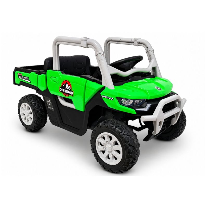 Coche eléctrico infantil Lean Cars GTS2299-H 24V 4x4 verde, vista frontal todoterreno