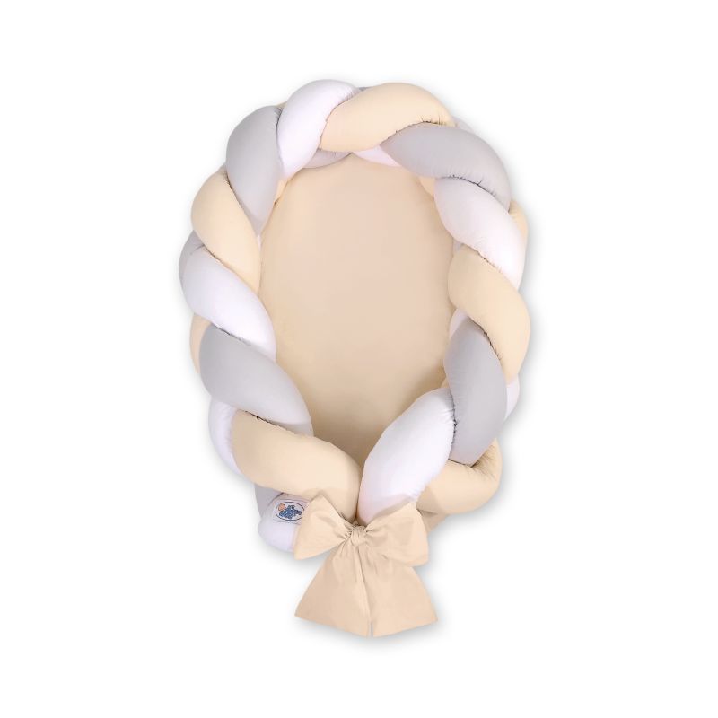 Nido trenzado 2 en 1 My Sweet Baby - Blanco, gris y beige