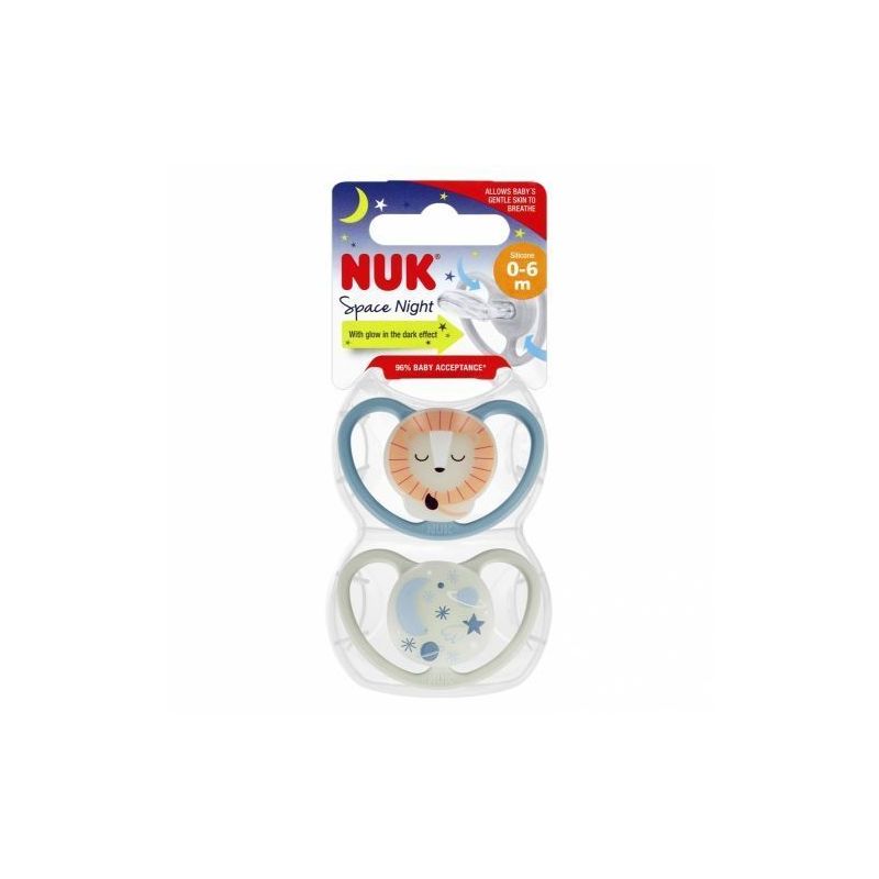 Chupete de Silicona Nuk Space Night 0-6 meses - 2 Piezas