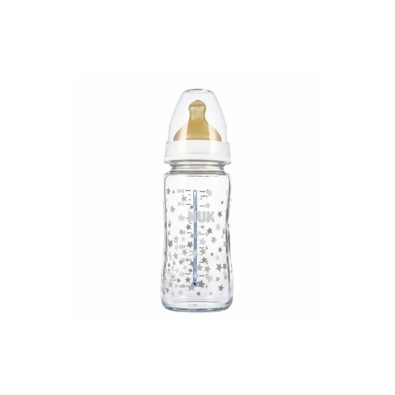 Biberón de vidrio Nuk First Choice+ 240ml con indicador de temperatura