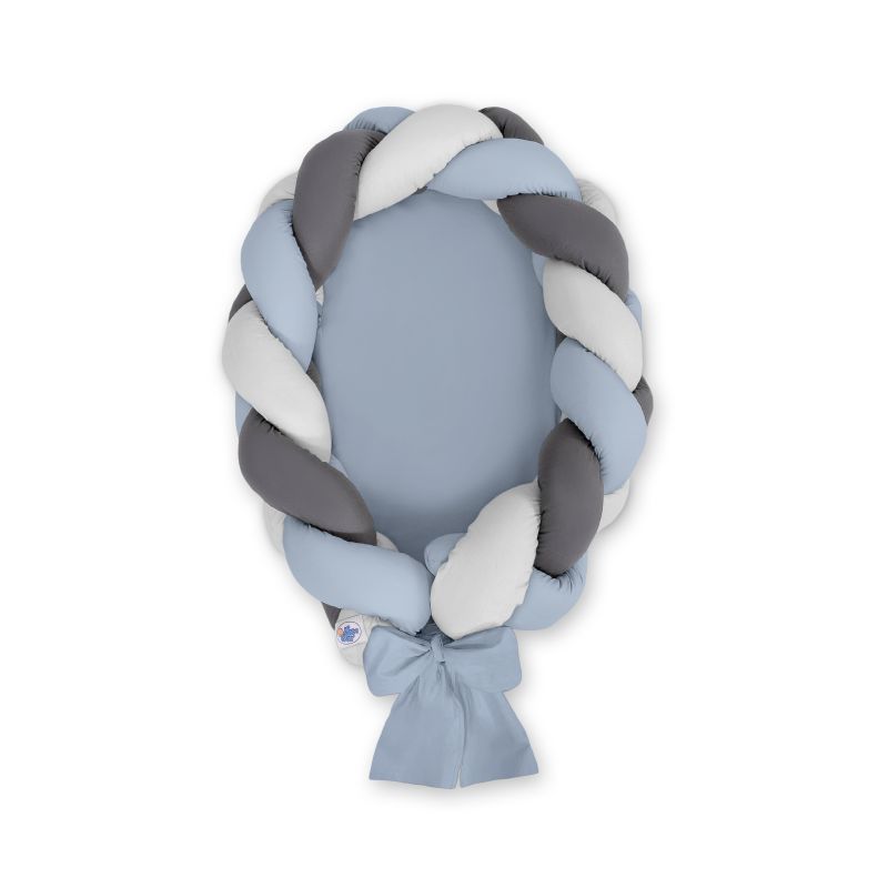 Braided Baby Nest 2 In 1 - Pastel Blue - Gray - Anthracite