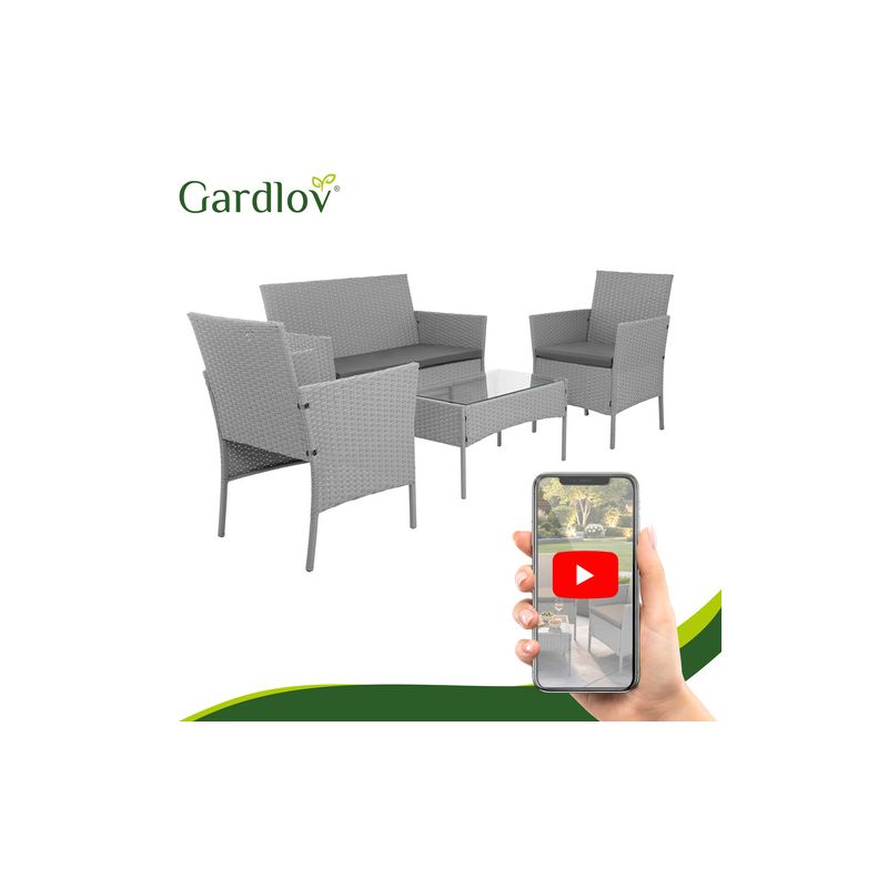 Conjunto de Muebles de Jardín Gardlov para Bebés - Ratán Gris