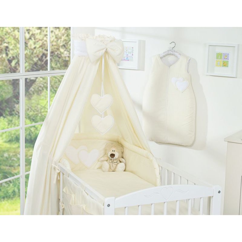 Juego de Cuna 5 piezas My Sweet Baby - Corazones Colgantes Crema