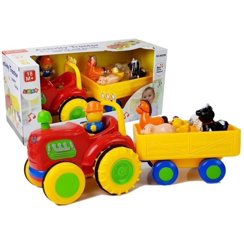 Tractor con remolque y animales para bebés
