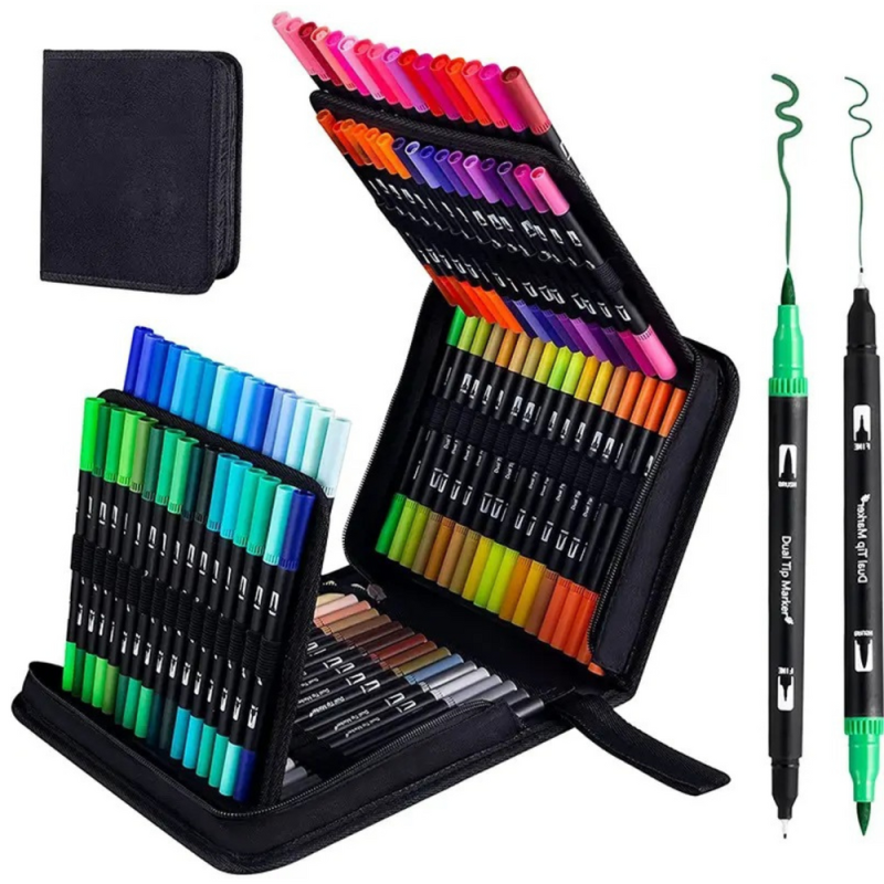 Set de 120 Marcadores de Color Impermeables a Doble Cara