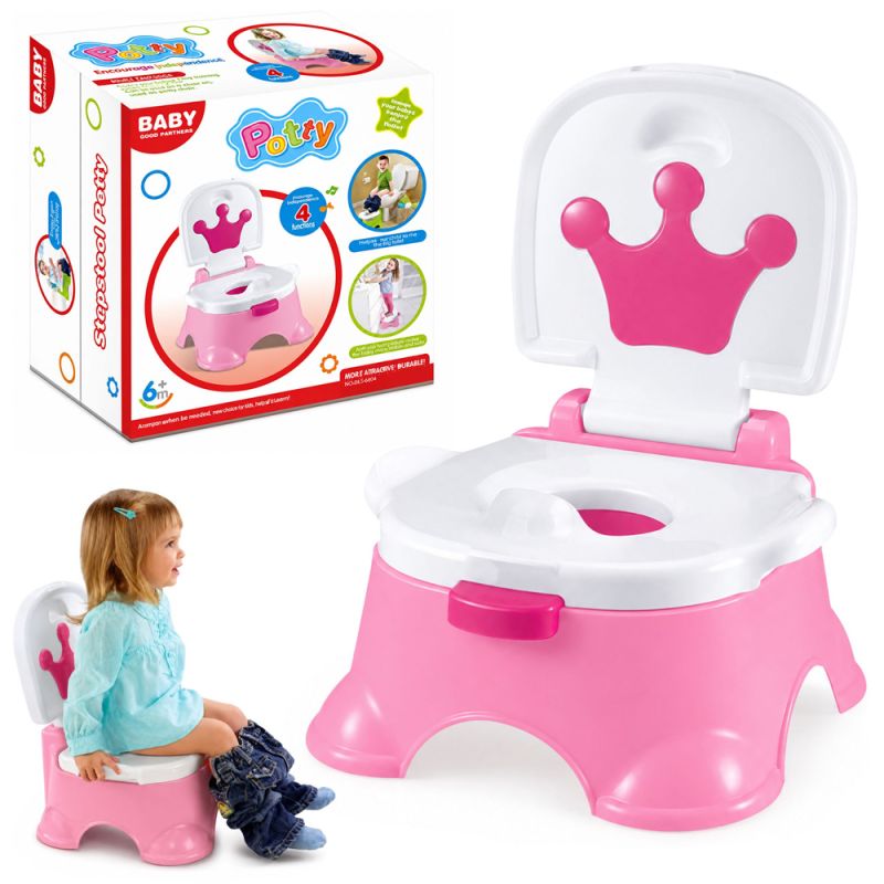 Orinal interactivo musical rosa con corona 5 en 1 LEAN Toys vista frontal