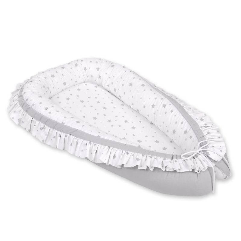 Baby Nest With A Ruffle - Mini Gray Stars/gray