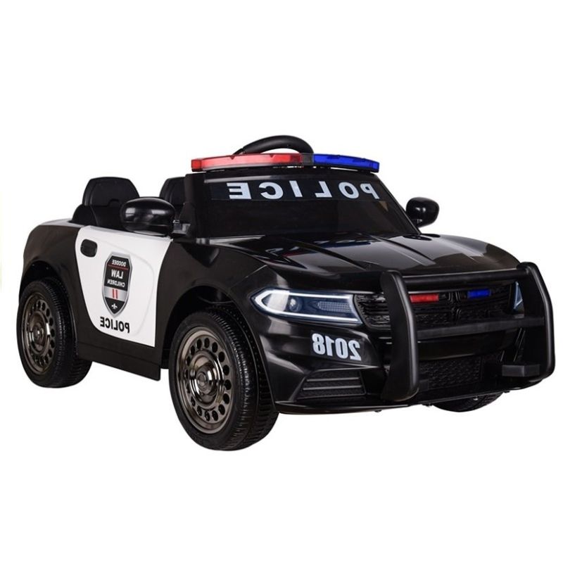 Coche eléctrico de policía Lean cars negro con luces delanteras