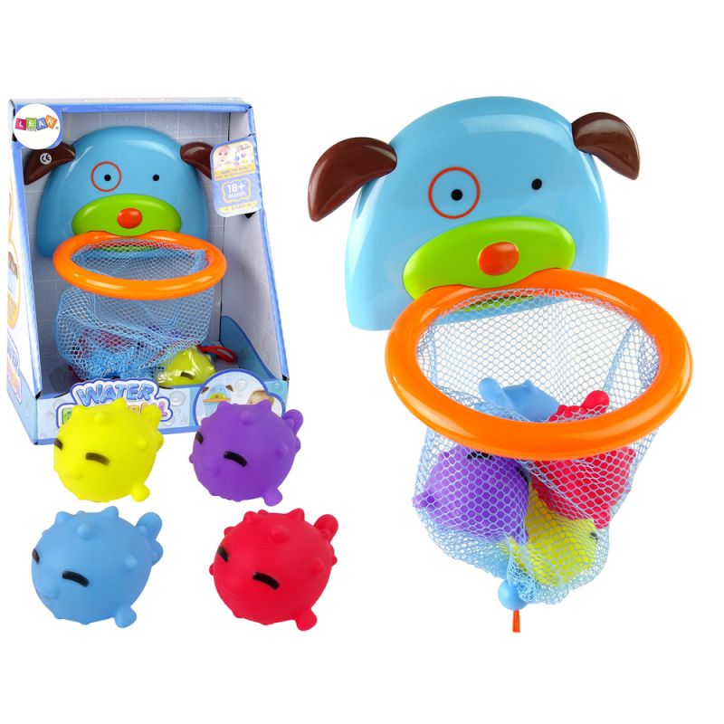 Juguete de baño mini baloncesto perro pez de goma