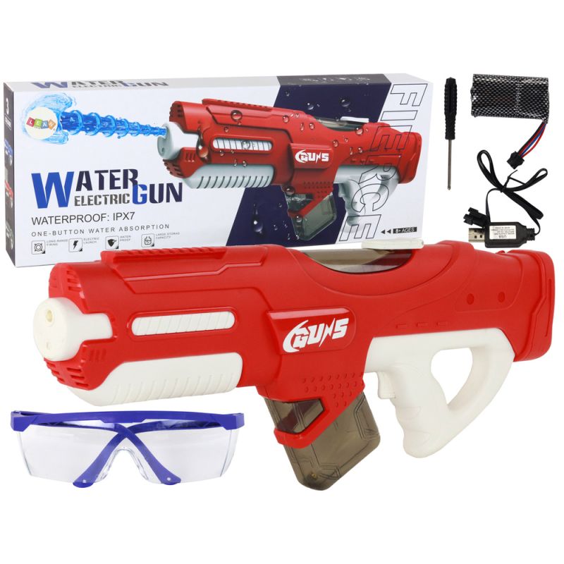 Gran Pistola de Agua Roja 750ml con Gafas