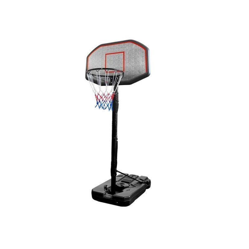 Set de baloncesto altura ajustable 200-305 cm, vista completa con tablero y aro