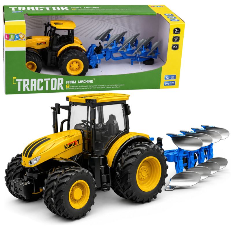 Tractor Agrícola con Arado Luces y Sonidos 1:24