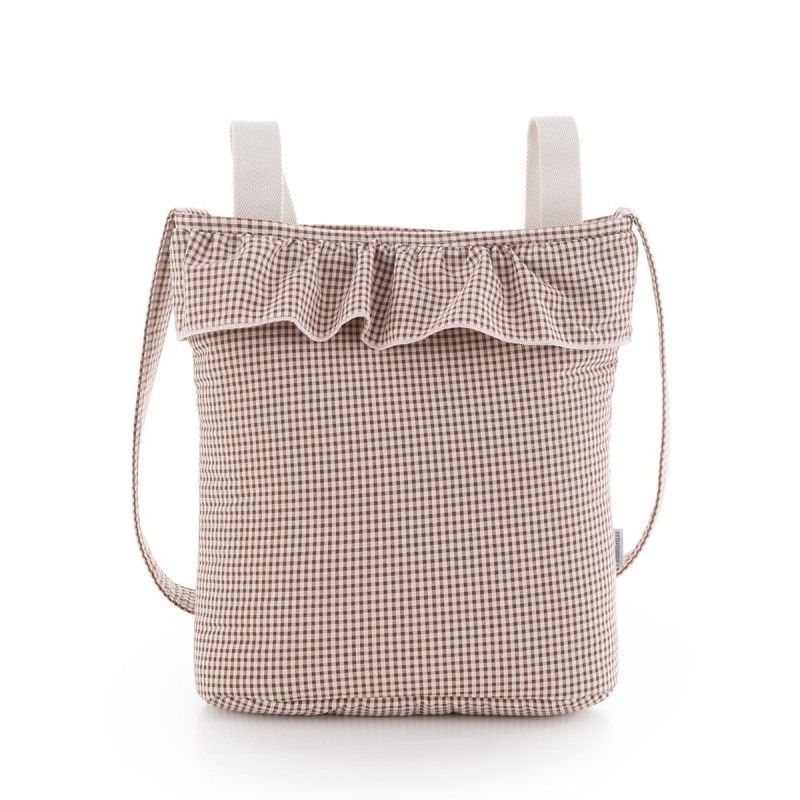Bolso maternal Bohem Taylor Cambrass color rosa vichy, vista frontal