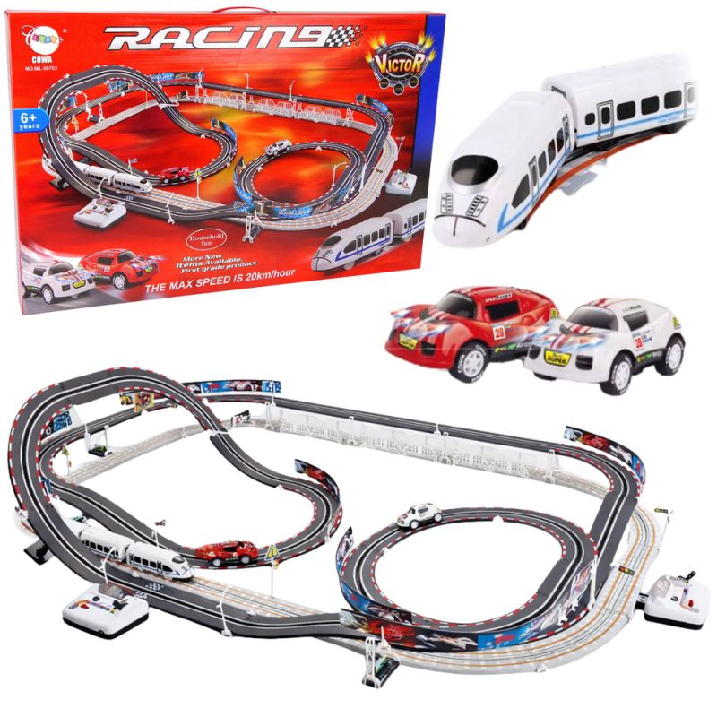 Gran Set de Carreras: Circuito de Coches y Tren Eléctrico