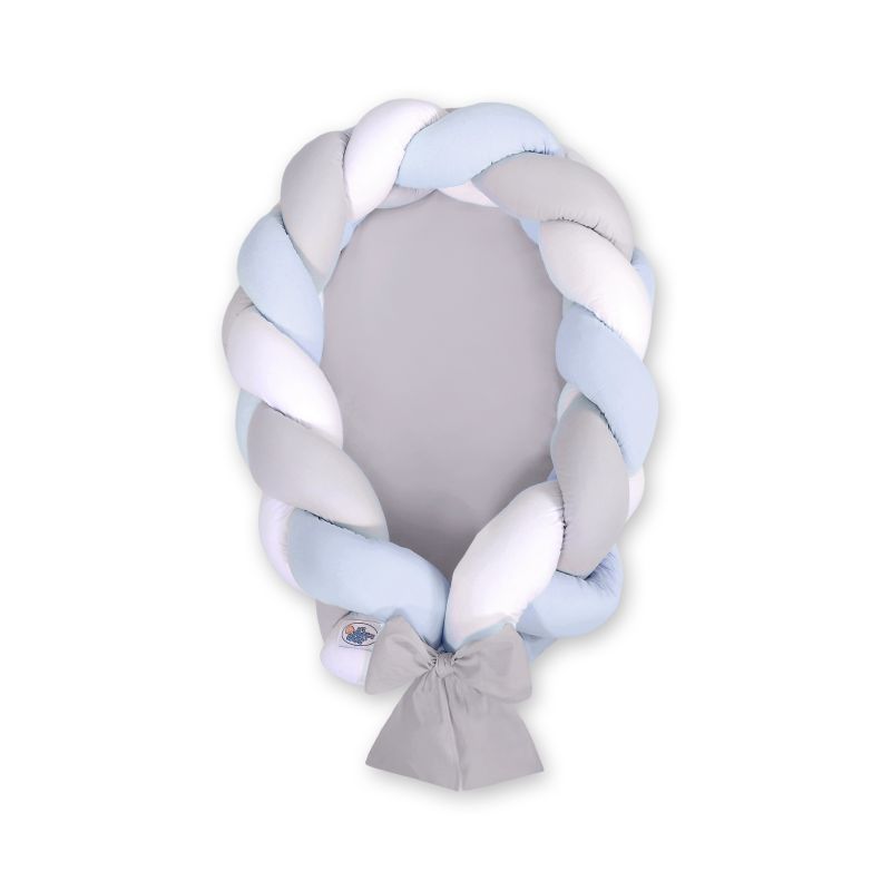 Nido de Bebé Trenzado 2 en 1 My Sweet Baby - Blanco-Gris-Azul