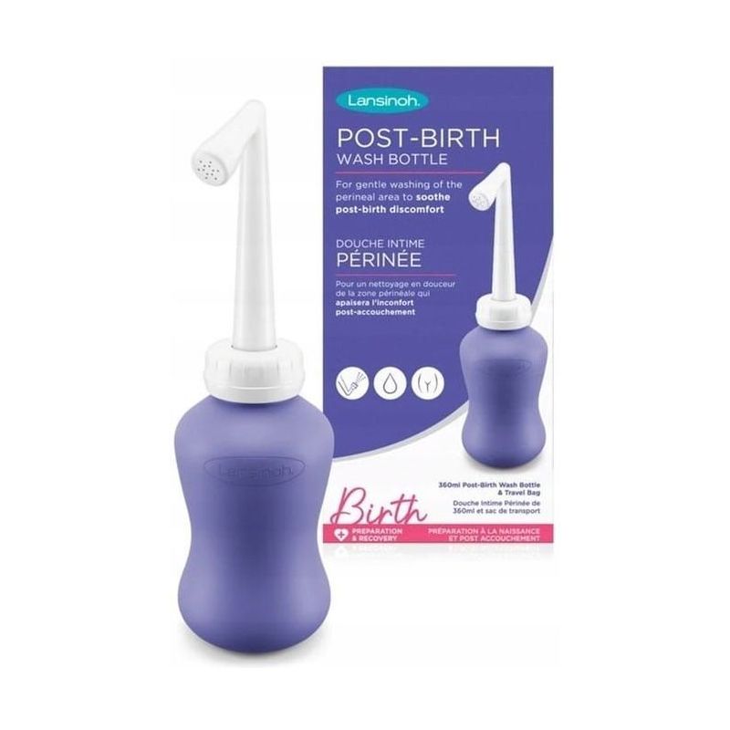 Botella postparto de lavado perineal Lansinoh 360 ml con boquilla curvada