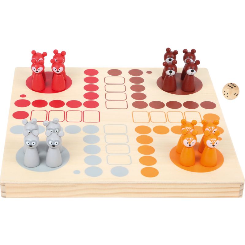 Ludo Animales del Bosque de Madera, FSC® 100% certificada, Juego de Mesa para Toda la Familia