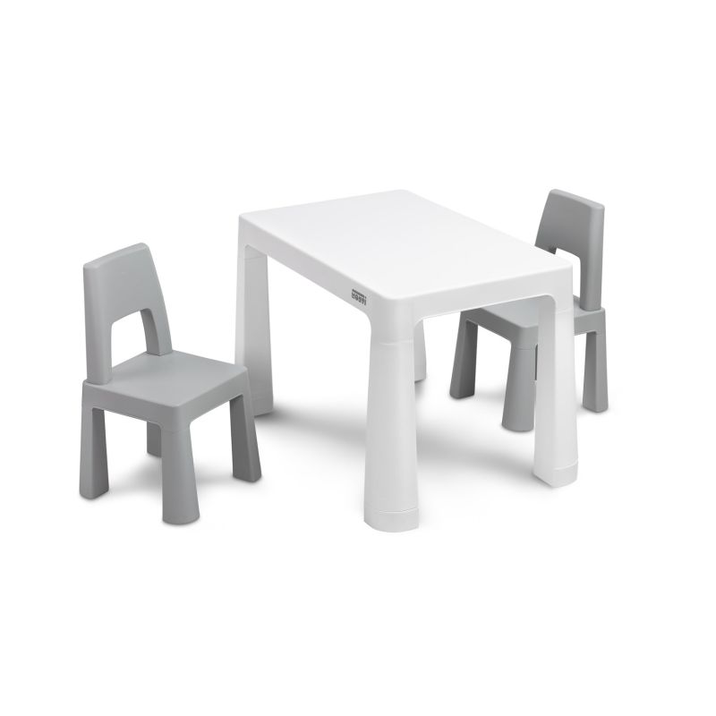 Mesa infantil de plástico con 2 sillas Monti, ideal para el juego y actividades de los más pequeños.